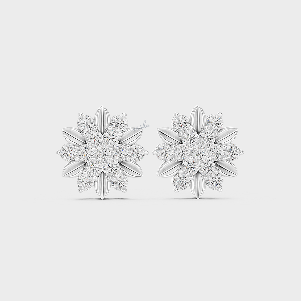 0.45 Carat Each Lab-Grown Round Diamond Stud Earrings In White Gold